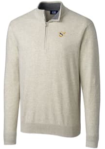 Cutter and Buck West Virginia Mountaineers Mens Oatmeal Vault Lakemont Long Sleeve 1/4 Zip Pullo..