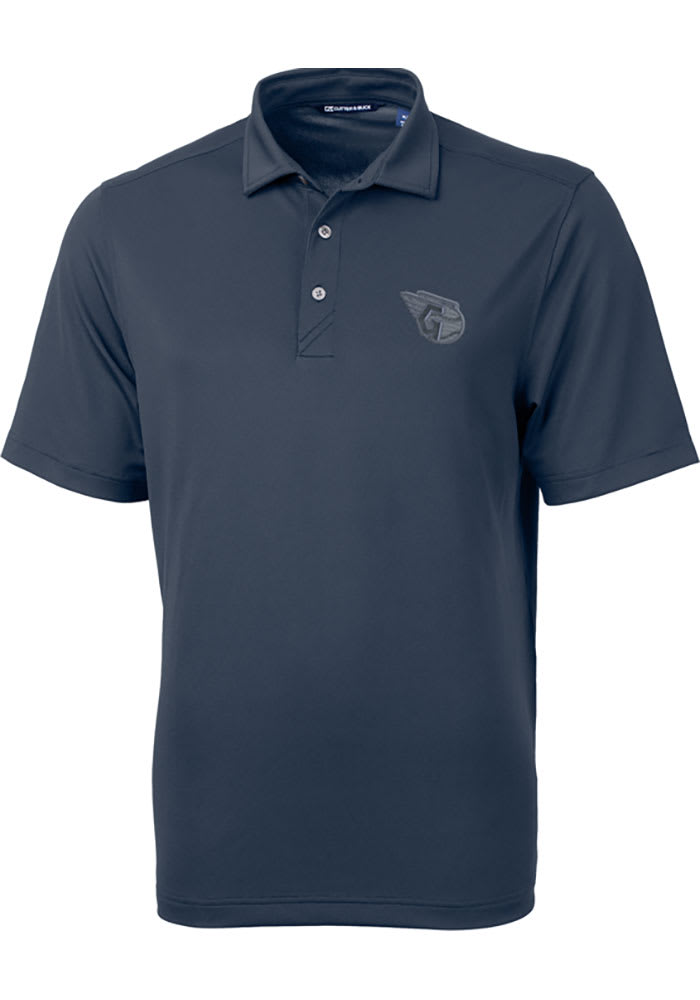 Cutter and Buck Cleveland Guardians Mens Navy Blue Virtue Short Sleeve Polo