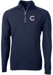 Cutter and Buck Chicago Cubs Mens Navy Blue City Connect Adapt Eco Big and Tall 1/4 Zip Pullover