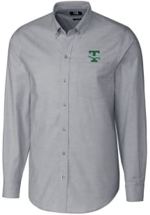 Cutter and Buck Tulane Green Wave Mens Charcoal Stretch Oxford Long Sleeve Dress Shirt