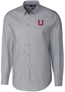 Cutter and Buck Utah Utes Mens Charcoal Stretch Oxford Long Sleeve Dress Shirt