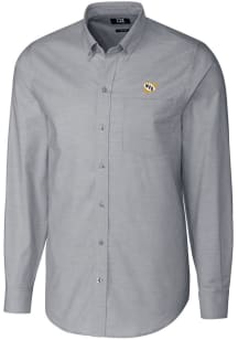 Cutter and Buck West Virginia Mountaineers Mens Charcoal Stretch Oxford Long Sleeve Dress Shirt