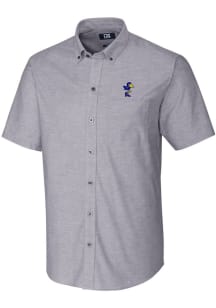 Cutter and Buck Kansas Jayhawks Mens Charcoal Oxford Short Sleeve Dress Shirt