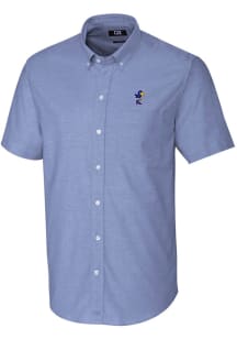 Cutter and Buck Kansas Jayhawks Mens Blue Oxford Short Sleeve Dress Shirt