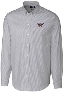 Cutter and Buck Auburn Tigers Mens Charcoal Vault Stretch Oxford Stripe Long Sleeve Dress Shirt