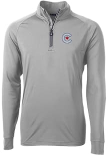 Cutter and Buck Chicago Cubs Mens Grey City Connect Adapt Eco Big and Tall 1/4 Zip Pullover