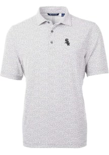 Cutter and Buck Chicago White Sox Mens Grey Virtue Eco Pique Botanical Short Sleeve Polo