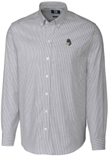 Cutter and Buck Michigan State Spartans Mens Charcoal Stretch Oxford Stripe Long Sleeve Dress Sh..