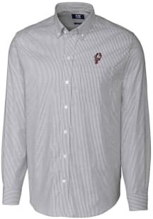 Mens Ohio State Buckeyes Charcoal Cutter and Buck Vault Stretch Oxford Stripe Long Sleeve Dress ..