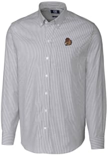 Cutter and Buck Oregon State Beavers Mens Charcoal Stretch Oxford Stripe Long Sleeve Dress Shirt
