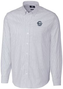 Mens Penn State Nittany Lions Light Blue Cutter and Buck Stretch Oxford Stripe Long Sleeve Dress..