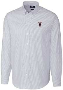 Cutter and Buck Virginia Cavaliers Mens Light Blue Stretch Oxford Stripe Long Sleeve Dress Shirt