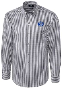 Cutter and Buck Air Force Falcons Mens Charcoal Easy Care Gingham Long Sleeve Dress Shirt