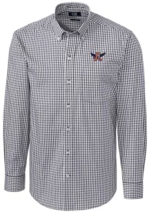 Cutter and Buck Auburn Tigers Mens Charcoal Easy Care Gingham Long Sleeve Dress Shirt