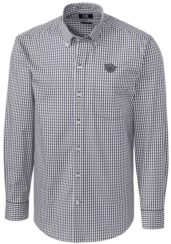 Cutter and Buck Cincinnati Bearcats Mens Charcoal Vault Easy Care Gingham Long Sleeve Dress Shirt