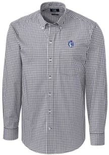 Cutter and Buck Fresno State Bulldogs Mens Charcoal Easy Care Gingham Long Sleeve Dress Shirt