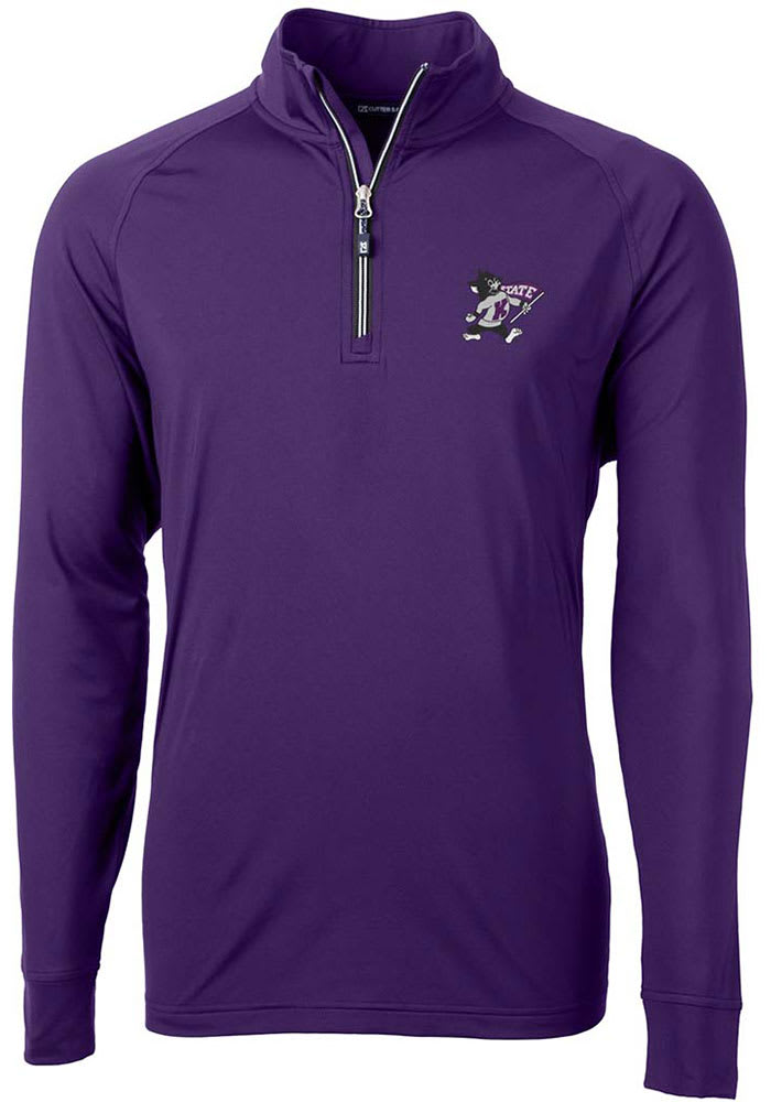 Cutter and Buck K-State Wildcats Mens Purple Adapt Stretch 1/4 Zip Long Sleeve 1/4 Zip Pullover