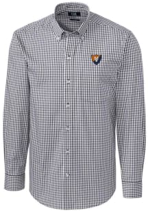 Cutter and Buck Illinois Fighting Illini Mens Charcoal Vault Easy Care Gingham Long Sleeve Dress..