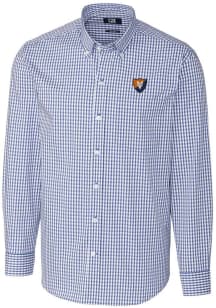 Cutter and Buck Illinois Fighting Illini Mens Blue Easy Care Gingham Long Sleeve Dress Shirt
