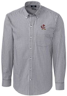 Cutter and Buck Louisville Cardinals Mens Charcoal Vault Easy Care Gingham Long Sleeve Dress Shi..