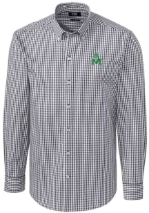 Cutter and Buck Marshall Thundering Herd Mens Charcoal Easy Care Gingham Long Sleeve Dress Shirt