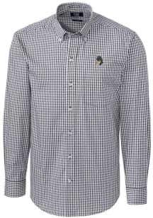 Cutter and Buck Michigan State Spartans Mens Charcoal Easy Care Gingham Long Sleeve Dress Shirt