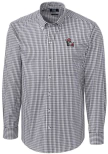 Cutter and Buck NC State Wolfpack Mens Charcoal Easy Care Gingham Long Sleeve Dress Shirt