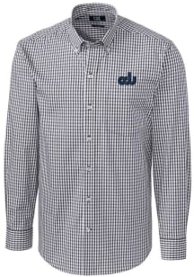 Cutter and Buck Old Dominion Monarchs Mens Charcoal Easy Care Gingham Long Sleeve Dress Shirt