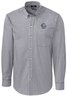 Mens Penn State Nittany Lions Charcoal Cutter and Buck Vault Easy Care Gingham Long Sleeve Dress..