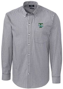 Cutter and Buck Tulane Green Wave Mens Charcoal Vault Easy Care Gingham Long Sleeve Dress Shirt