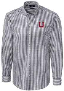 Cutter and Buck Utah Utes Mens Charcoal Easy Care Gingham Long Sleeve Dress Shirt