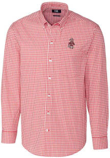 Cutter and Buck Washington State Cougars Mens Red Easy Care Gingham Long Sleeve Dress Shirt