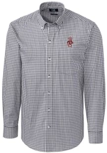 Cutter and Buck Washington State Cougars Mens Charcoal Easy Care Gingham Long Sleeve Dress Shirt