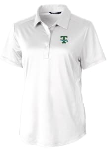 Cutter and Buck Tulane Green Wave Womens White Prospect Textured Short Sleeve Polo Shirt