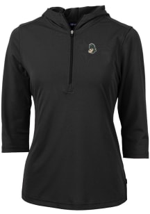 Womens Michigan State Spartans Black Cutter and Buck Vault Virtue Eco Pique Hooded Sweatshirt