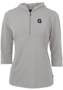 Cutter and Buck Gonzaga Bulldogs Womens Grey Virtue Eco Pique Hooded Sweatshirt