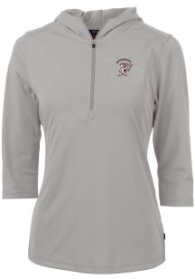 Cutter and Buck Mississippi State Bulldogs Womens Grey Vault Virtue Eco Pique Hooded Sweatshirt