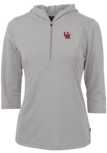 Cutter and Buck Ole Miss Rebels Womens Grey Virtue Eco Pique Hooded Sweatshirt