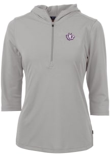 Cutter and Buck TCU Horned Frogs Womens Grey Virtue Eco Pique Hooded Sweatshirt