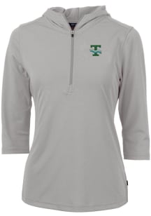 Cutter and Buck Tulane Green Wave Womens Grey Virtue Eco Pique Hooded Sweatshirt