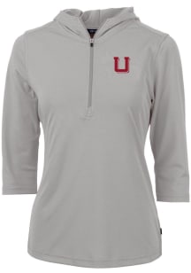 Cutter and Buck Utah Utes Womens Grey Virtue Eco Pique Hooded Sweatshirt