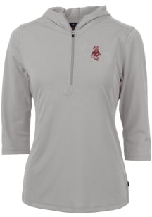 Cutter and Buck Washington State Cougars Womens Grey Virtue Eco Pique Hooded Sweatshirt