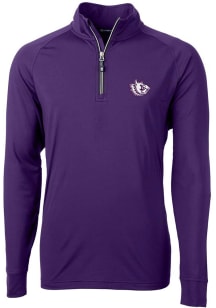 Cutter and Buck TCU Horned Frogs Mens Purple Adapt Stretch Long Sleeve 1/4 Zip Pullover