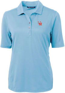Cutter and Buck Ole Miss Rebels Womens Blue Virtue Eco Pique Short Sleeve Polo Shirt