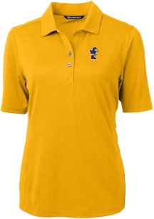 Cutter and Buck Kansas Jayhawks Womens Gold Virtue Eco Pique Short Sleeve Polo Shirt