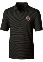 Cutter and Buck Oklahoma Sooners Mens Black Forge Pencil Stripe Short Sleeve Polo