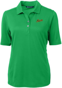 Cutter and Buck George Mason University Womens Green Virtue Eco Pique Short Sleeve Polo Shirt