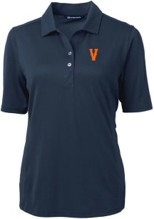 Cutter and Buck Virginia Cavaliers Womens Navy Blue Virtue Eco Pique Short Sleeve Polo Shirt