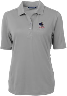 Cutter and Buck Delaware Fightin' Blue Hens Womens Grey Virtue Eco Pique Short Sleeve Polo Shirt