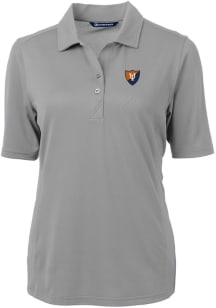 Cutter and Buck Illinois Fighting Illini Womens Grey Virtue Eco Pique Short Sleeve Polo Shirt